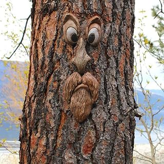 INNOLITES Tree Faces Decor Outdoor,Tree Face Outdoor Statues Old Man Tree Hugger Bark Ghost Face Decoration Funny Yard Art,Tree Decorations Outdoor for Halloween Easter Garden Creative Props . (B)