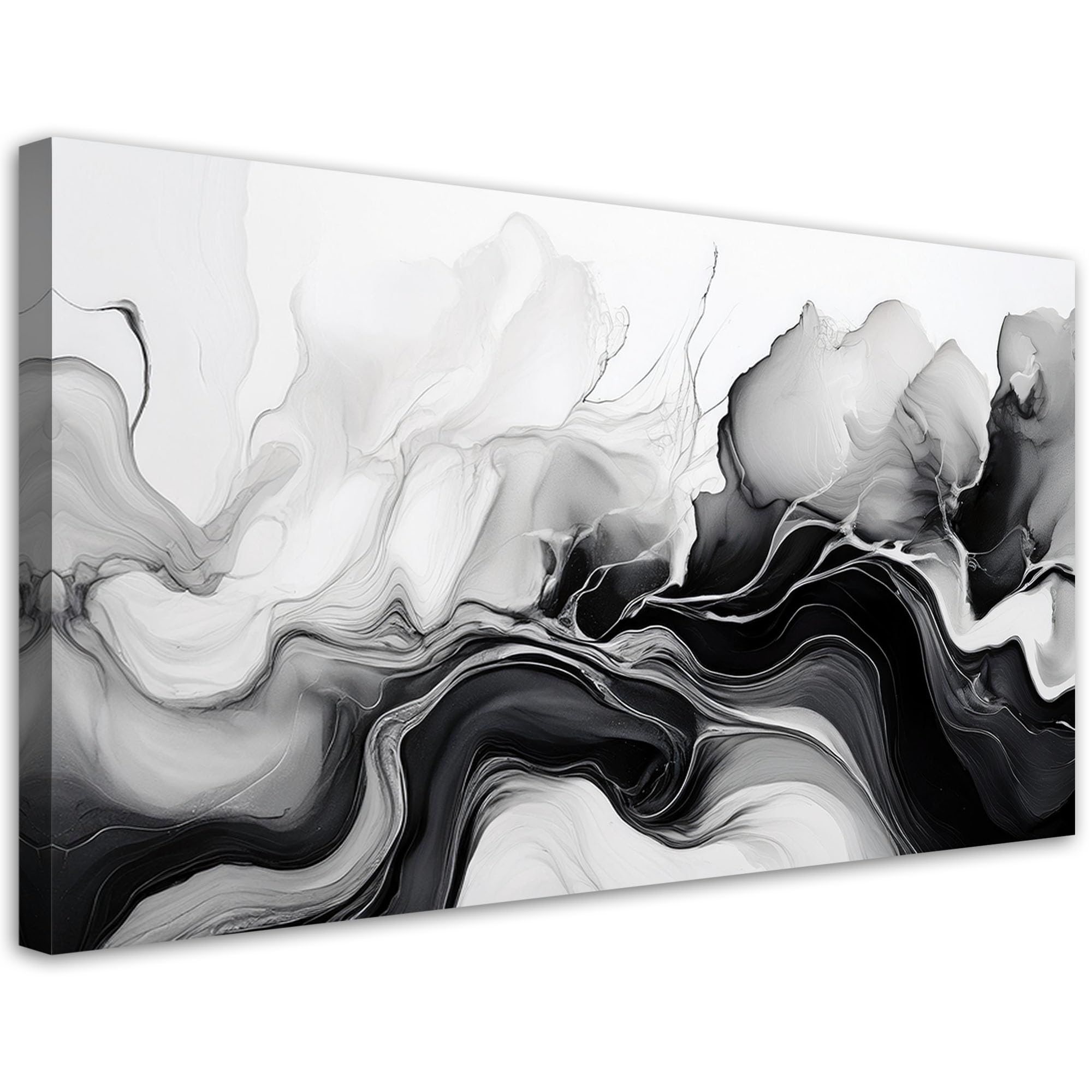 Feeby Cuadro - Cuadros Para Dormitorios - Abstracción en tinta, blanco y negro - 120x60 cm - Decoracion Pared - Para el Dormitorio y la Sala de Estar