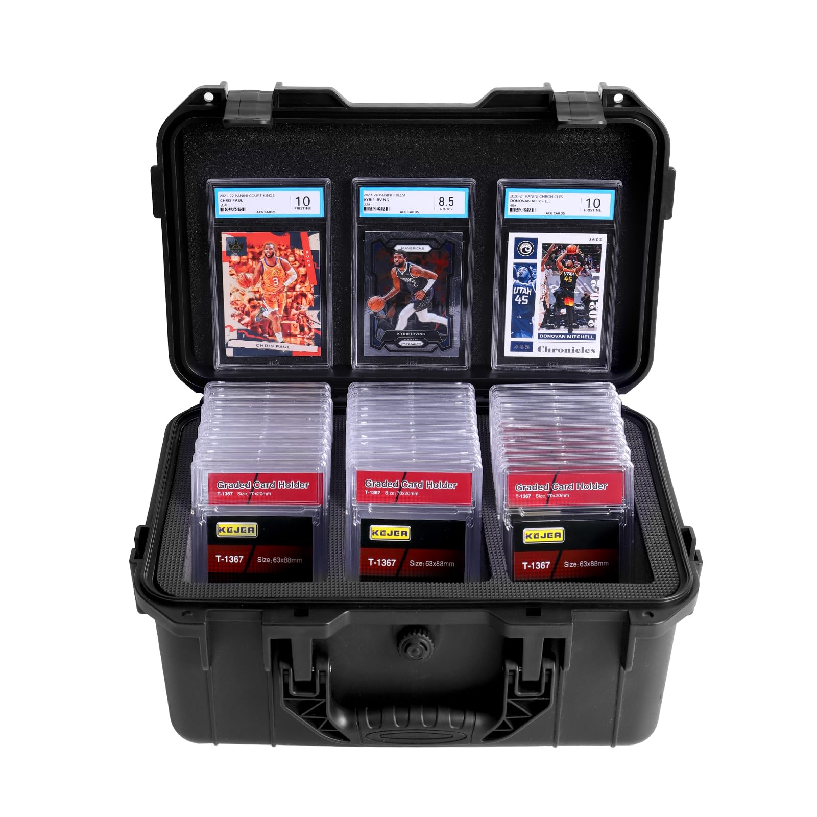 GallFould Graded Card Storage Box - Waterproof PSA Slab Case Holds 60 Cards, Fits BGS/CSG/SGC & Toploaders/Magnetic Holders - Sports & Trading Card Organizer (Case Only)