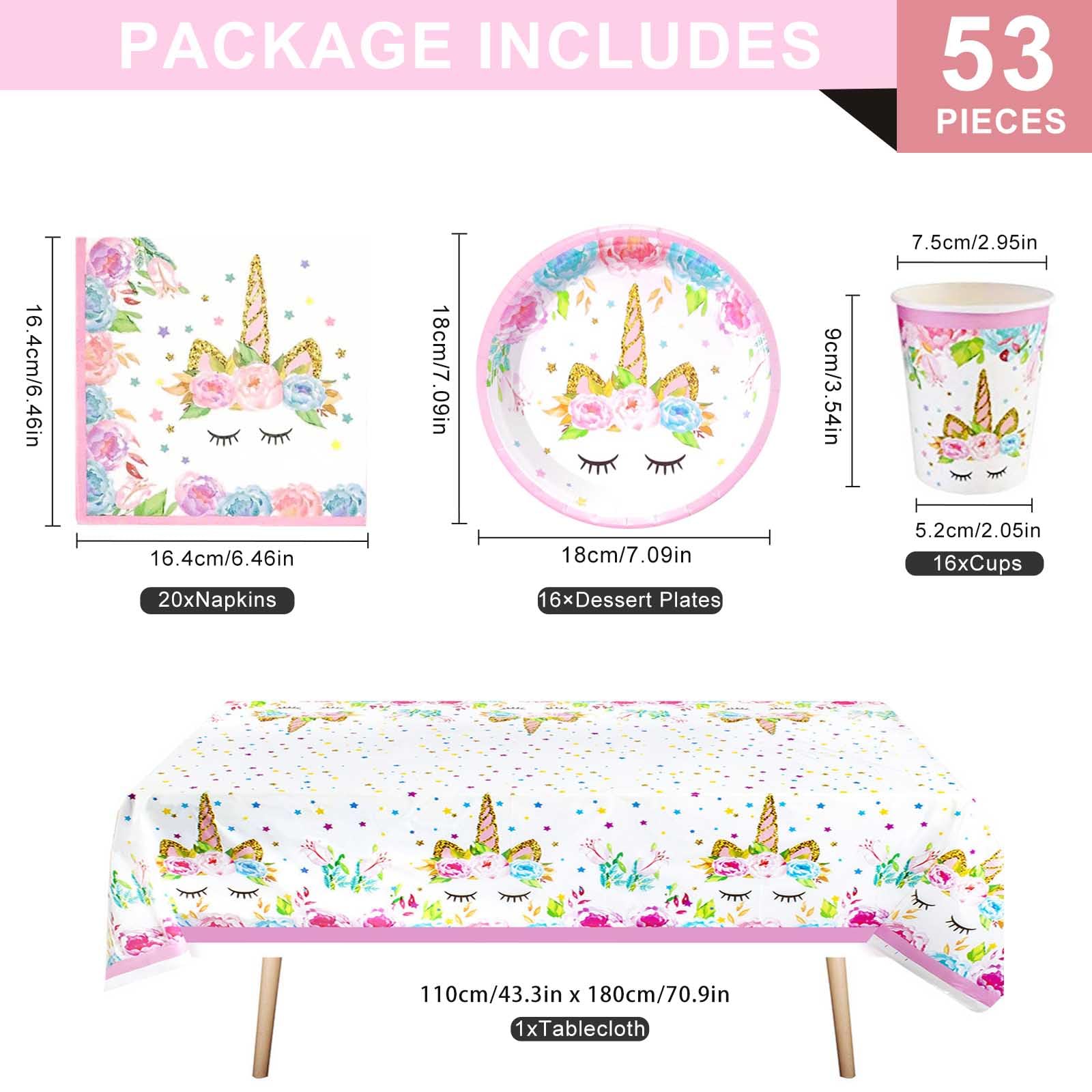 Vaisselle De Fête Licorne - Trousse D'Anniversaire Pour Enfants, Anniversaire Unicorn Decoration - Tasse, Assiette, Serviettes, Nappe, Accessoires De Baby Shower Pour 16 Invités Vaisselle De Fête Licorne - Trousse D'Anniversaire Pour Enfants, Anniversaire Unicorn Decoration - Tasse, Assiette, Serviettes, Nappe, Accessoires De Baby Shower Pour 16 Invités
