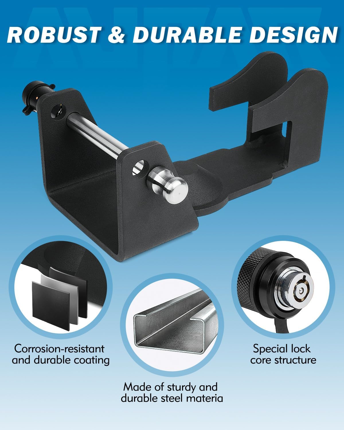 Heavy-Duty Gooseneck Trailer Lock, Gooseneck Lock Fit for Heavy Trailers, Livestock Haulers and RVs - Black