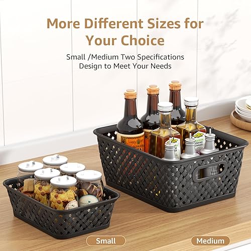 Miniatura 3 de MaxGear Organización y almacenamiento, 3 unidades, contenedores de almacenamiento de plástico, cestas tejidas para almacenamiento, cestas de