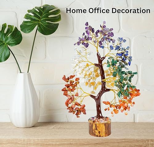 Miniatura 2 de SEMPYIX Cristales y piedras curativas, árbol de dinero curativo, árbol bonsái, árbol de la vida de chakras, siete piedras de chakras, decoración de