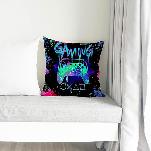 Miniatura 4 de Almohadas para videojuegos, fundas de almohada de 18 x 18 pulgadas, decoración de sala de juegos, decoración de sala de juegos, funda de almohada