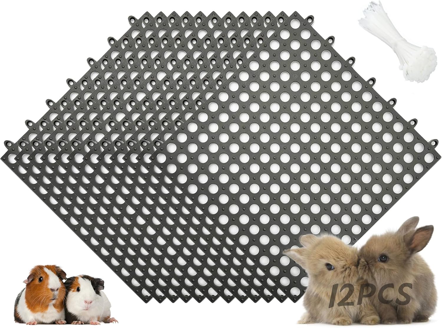 Niwaes Rabbit Cage Mat Floor 12 Pcs Plastic Bunny