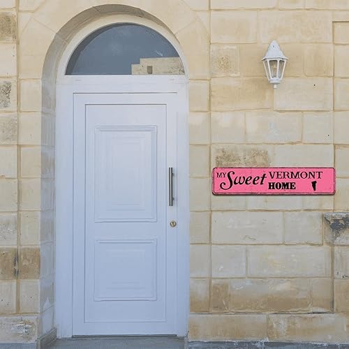 Miniatura 4 de JuneLucky Farmhouse My Sweet Home Vermont US State Map Silhouette - Letrero de metal decorativo de aluminio con texto en inglés "Man Cave Street"
