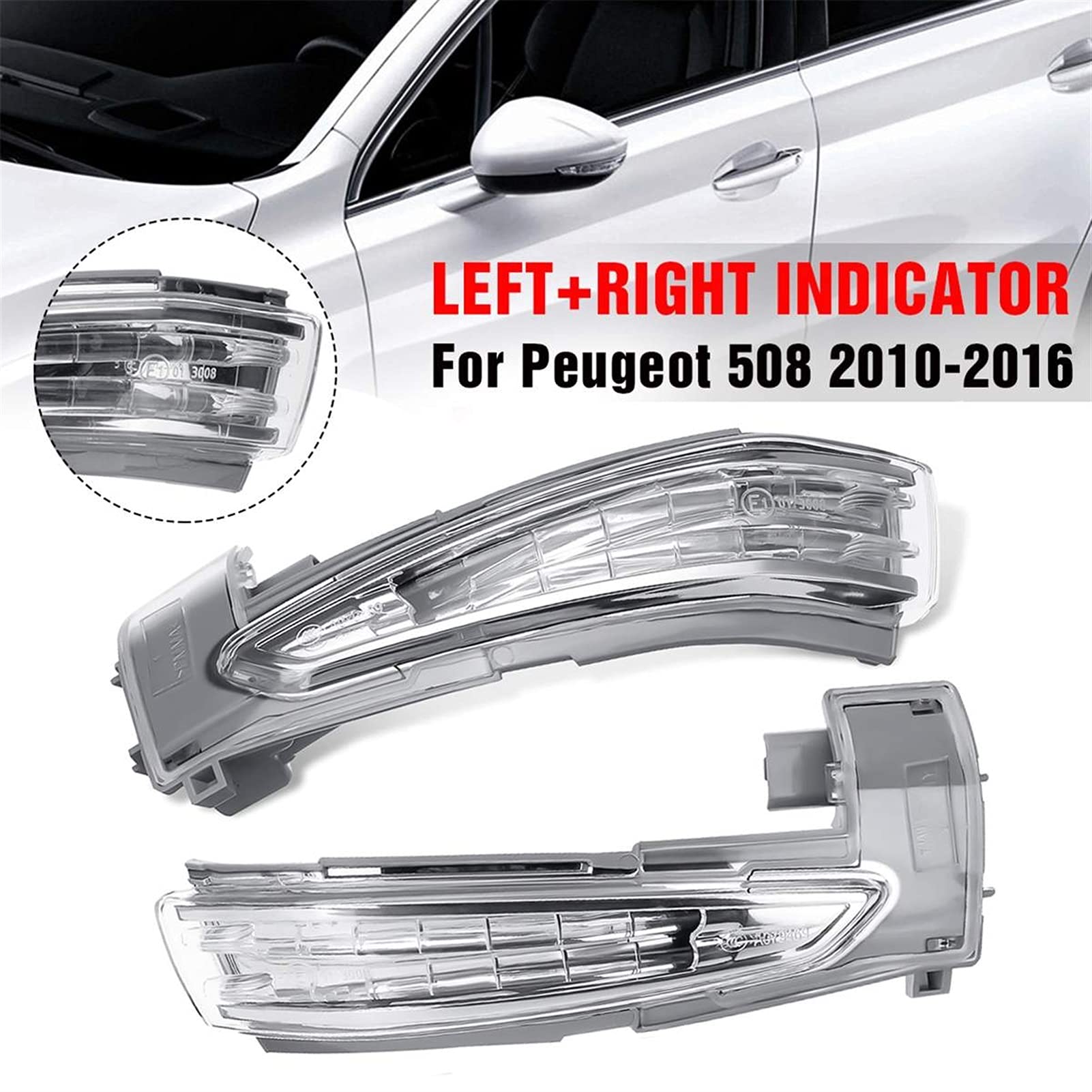 Retrovisor Luces Indicadoras,Intermitentes Lateral Lámpara De Luz De La Señal De Giro Del Espejo De La Izquierda Izquierda Izquierda De La Izquierda 6325J4 6325J5 Uso Apto Para Peugeot 508 Uso De Ajus