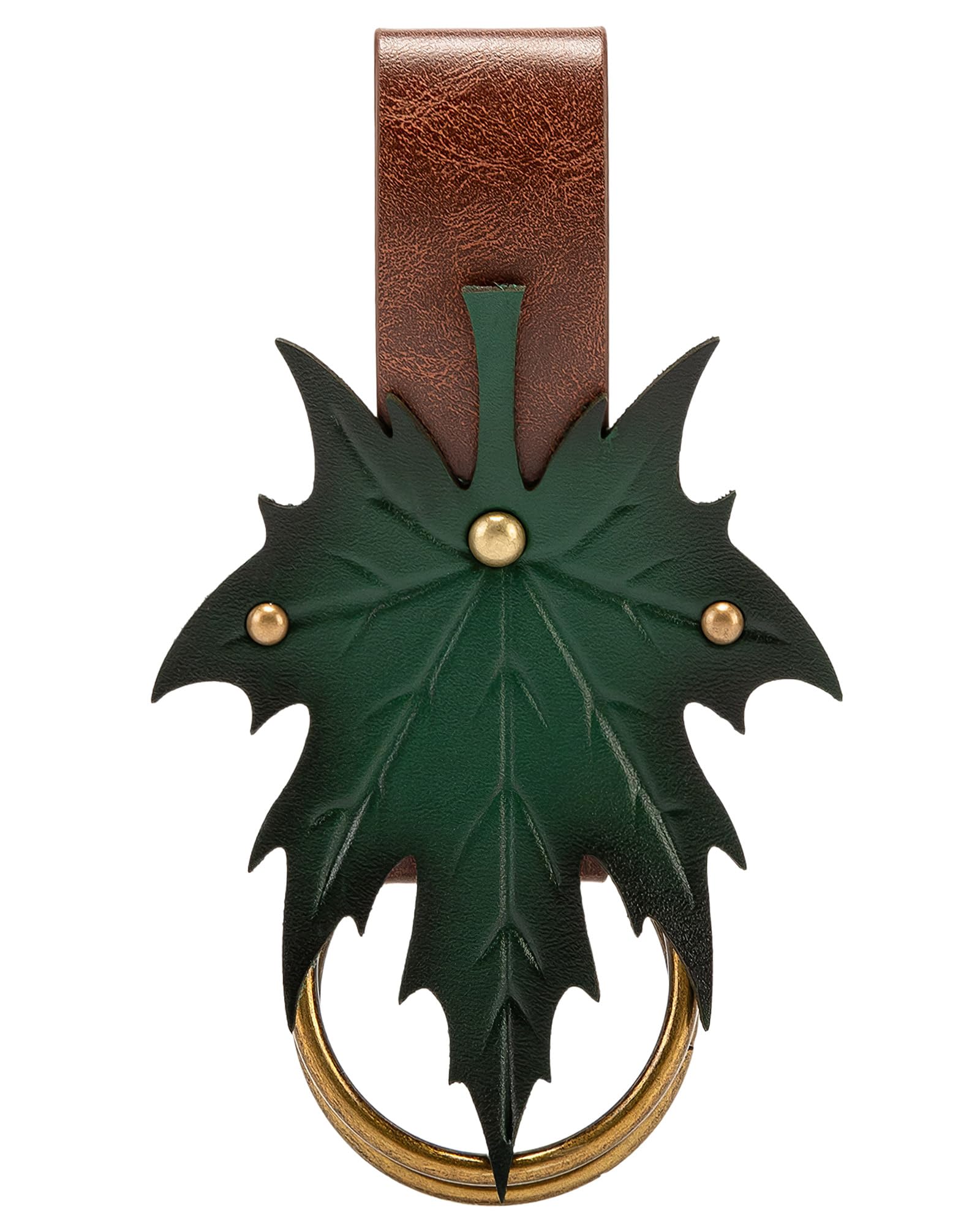 MOSTORY Green Skirt Hikes for Medieval Costume Women, Leather Double Buckle Belts Skirt Buckle with Maple Leaf for Renaissance Dress Waistband Accessories Cosplay