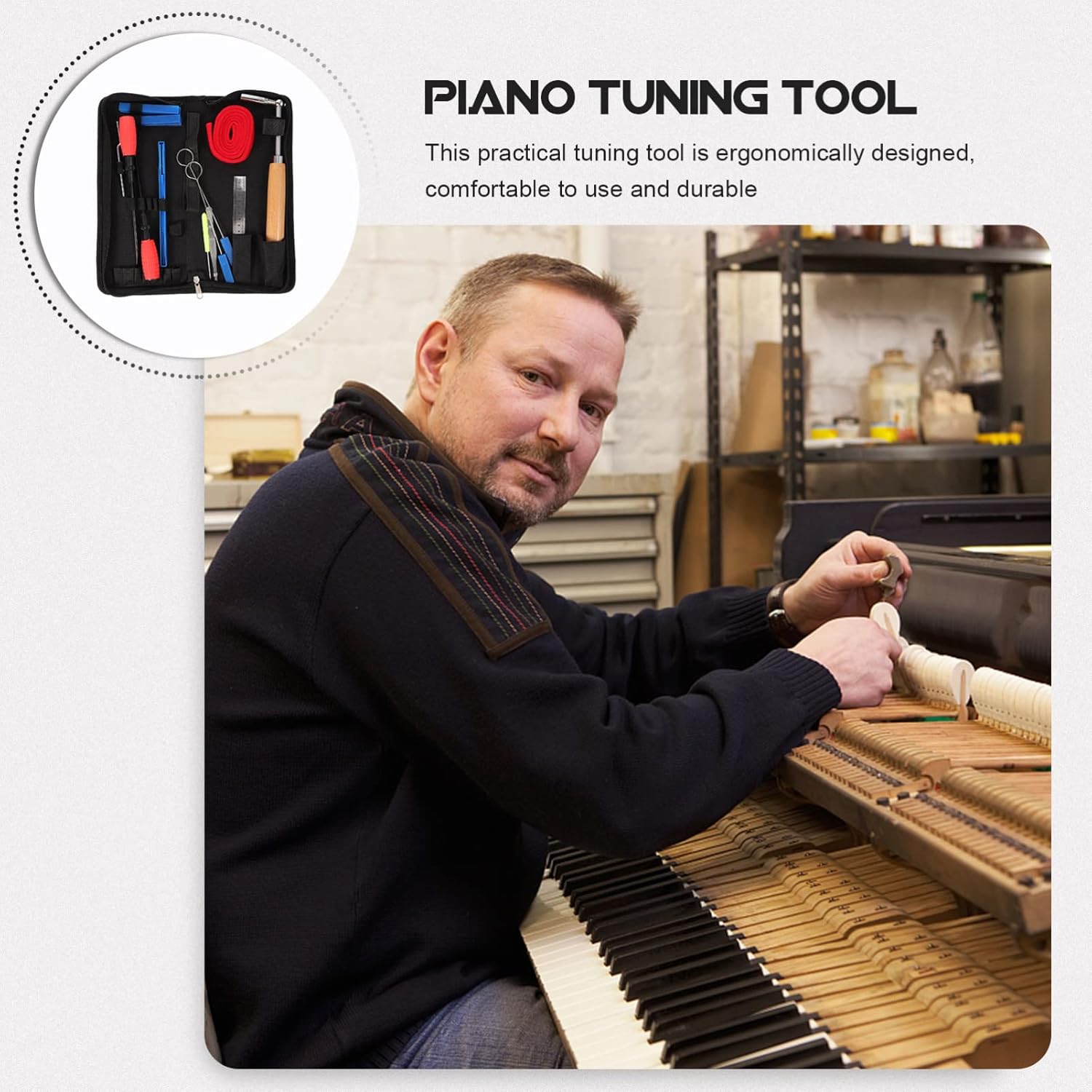 Vaguelly 1set Multi-function Piano Tuning Tools for Accurate Pitch Essential Piano Repair Accessories for Musicians and Technicians Ergonomic Design for Comfort and Durability