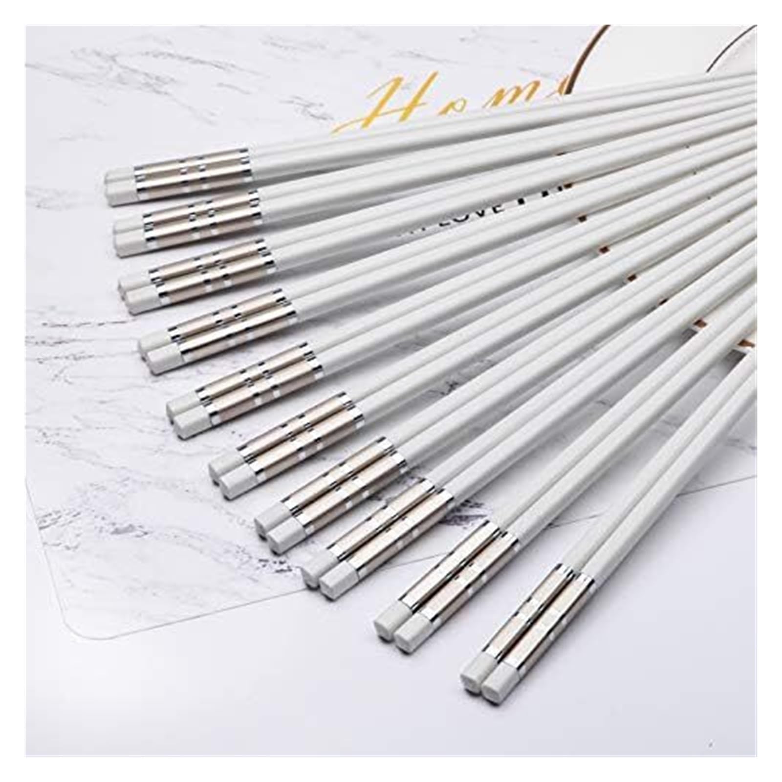Jeu de baguettes, Baguettes chinoises blanches en porcelaine, 10 paires, réutilisables, peuvent être utilisées for le nettoyage du lave-vaisselle, baguettes à Sushi japonaises D(C)