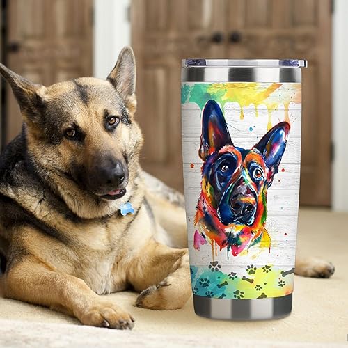 Miniatura 3 de Hapyfam Regalo de pastor alemán para mujereshombres, vaso aislado de acero inoxidable de 20 onzas (pastor alemán)