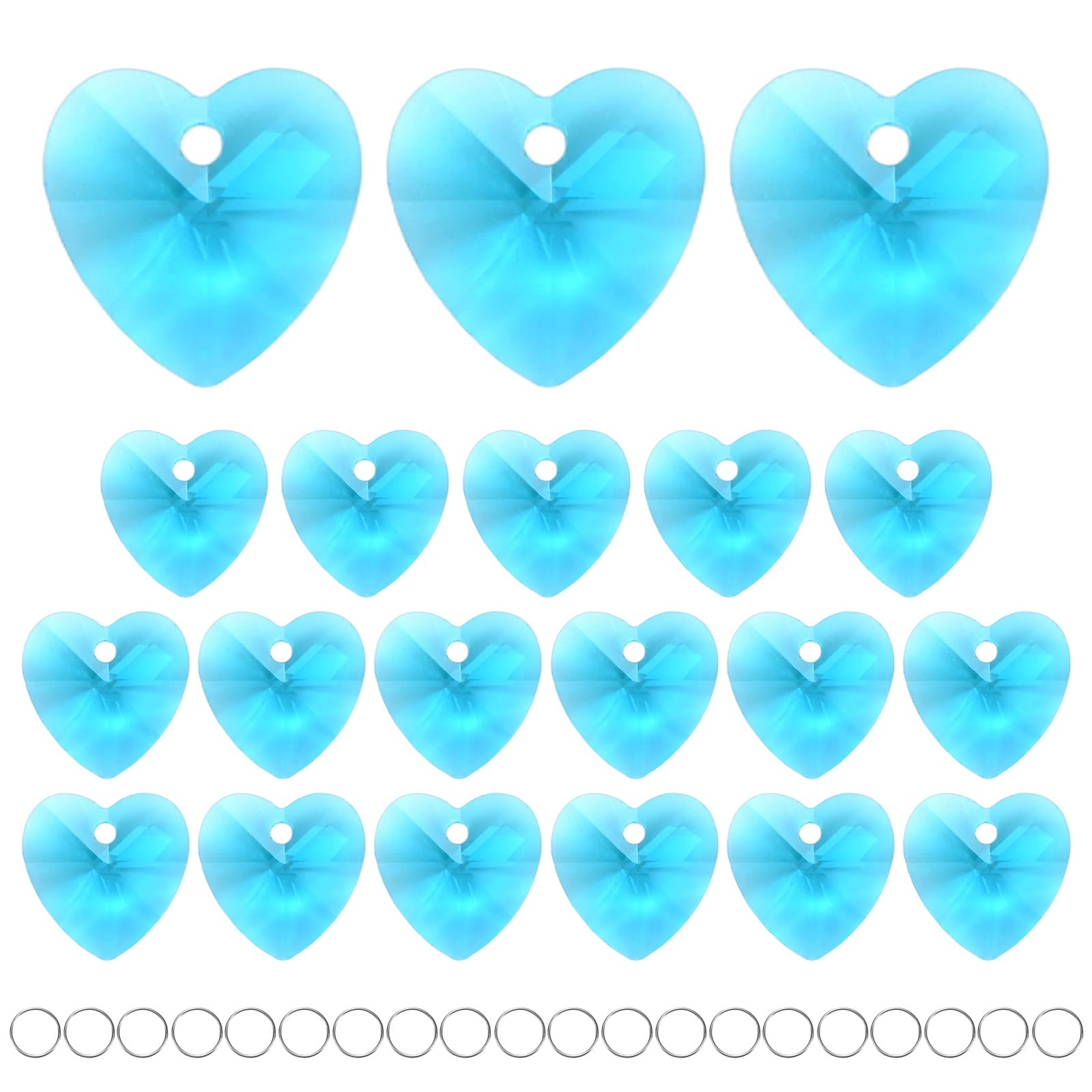 M METERXITY 20-Pack Crystal Heart Shape Prisms, 14mm/0.55 Inch Chandelier Pendant Maker Hanging Crystals Chandelier Prisms for Home/Windows/Garden/DIY Decoration[Dark Blue]