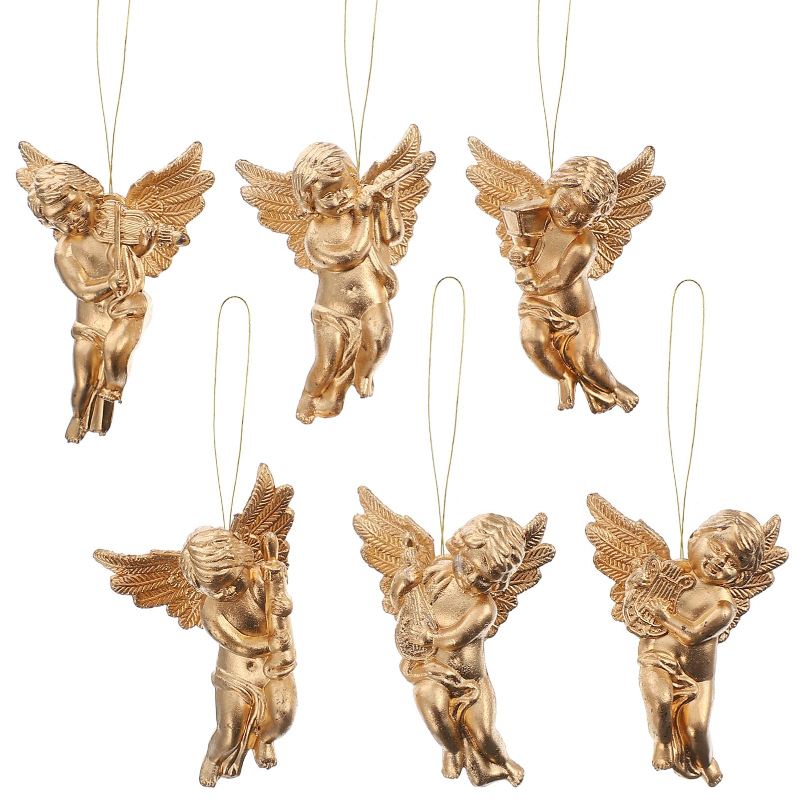 Garneck 24Pcs Christmas Angel Ornament, Mini Angel Cherub Christmas Tree Decorations, Miniature Angels Figurine Hanging Decors for DIY Wedding Party (Golden)