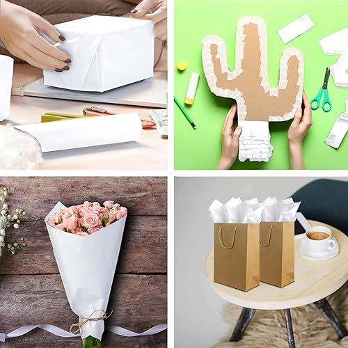 Miniatura 4 de Jkopsnr 100 hojas de papel de seda blanco de 20 x 14 pulgadas para bolsas, papel de regalo blanco a granel para manualidades, cumpleaños, baby