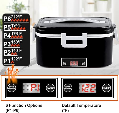 Miniatura 3 de Lonchera eléctrica de 1.8L para adultos, lonchera térmica de 80 W con pantalla de temperatura, calentador de alimentos de 1224110 V para