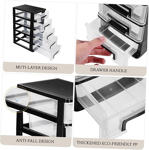 Miniatura 8 de Gadpiparty Organizador de escritorio de 5 cajones de plástico de cinco capas multifuncional, estación de almacenamiento, cubo de cosméticos, caja de