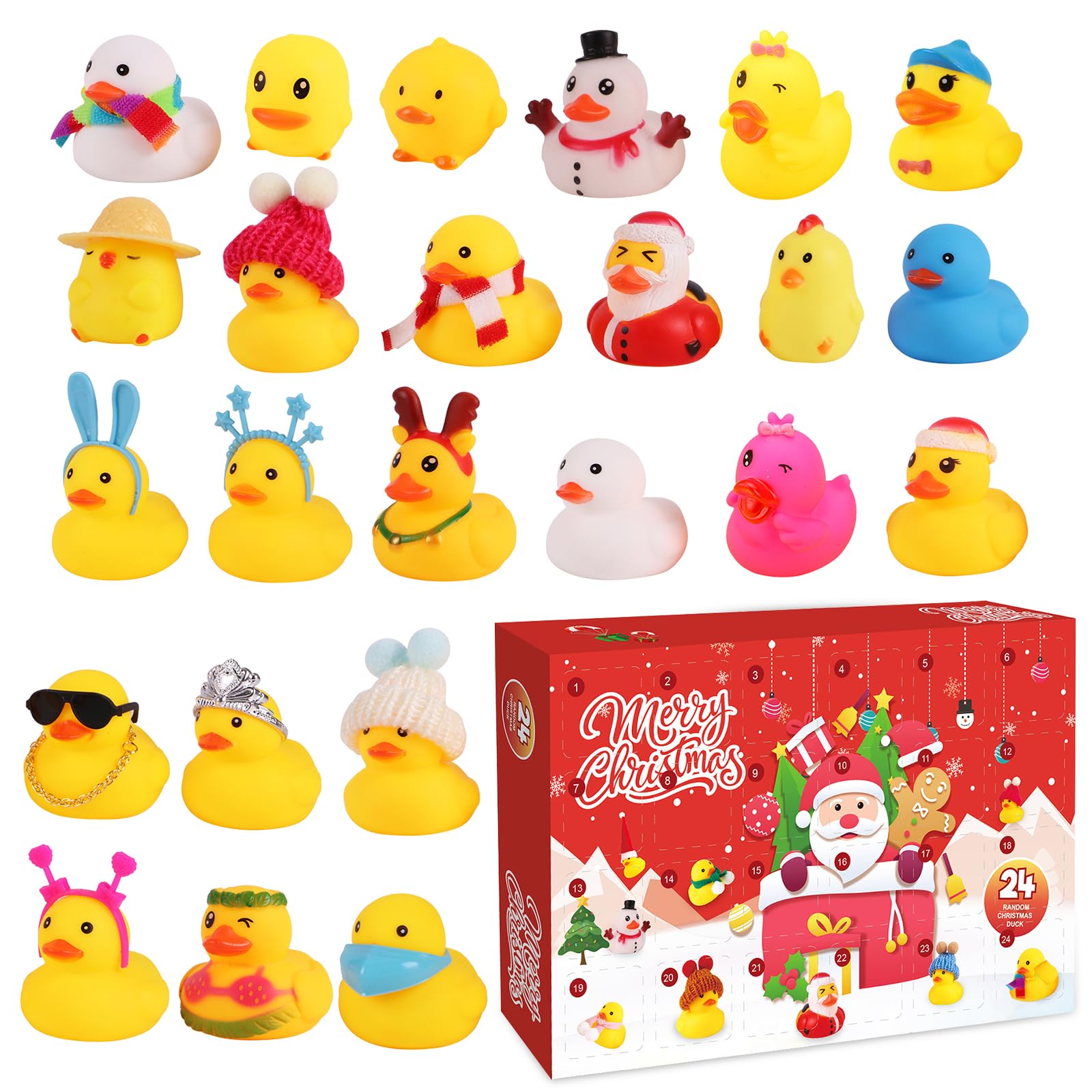 2024 Duck Advent Calendar Kids - 24 Pcs Christmas Rubber Duck, Rubber Duck Advent Calendar, Rubber Ducks Bath Toys Suitable for Toddler Christmas Innovative Gifts