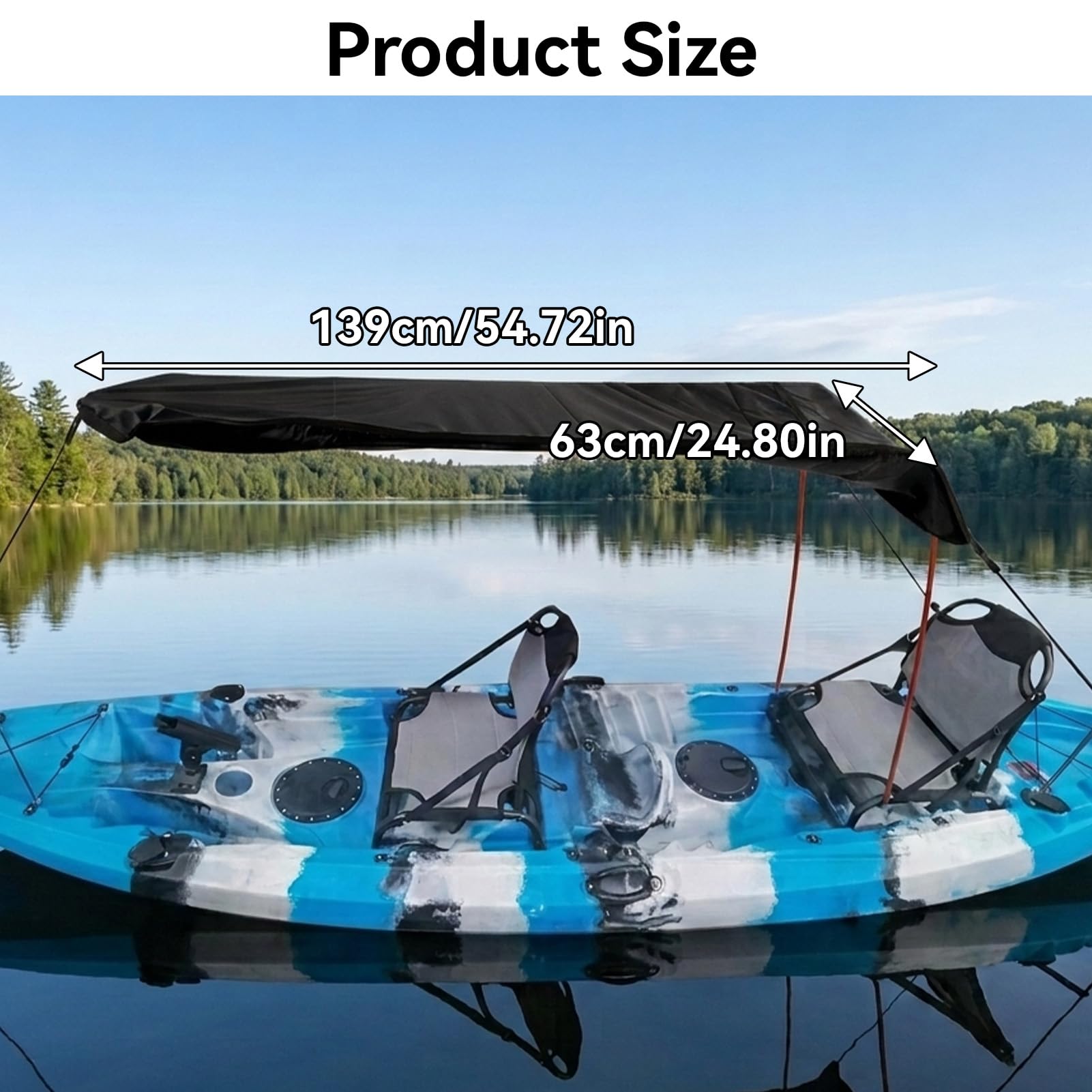 Cyrank Canopy d'ombre de Kayak, Parapluie Pliable de Kayak Portable Parasol auvent de Bateau de Tissu d'Oxford pour la pêche de canoë de Bateau Fou