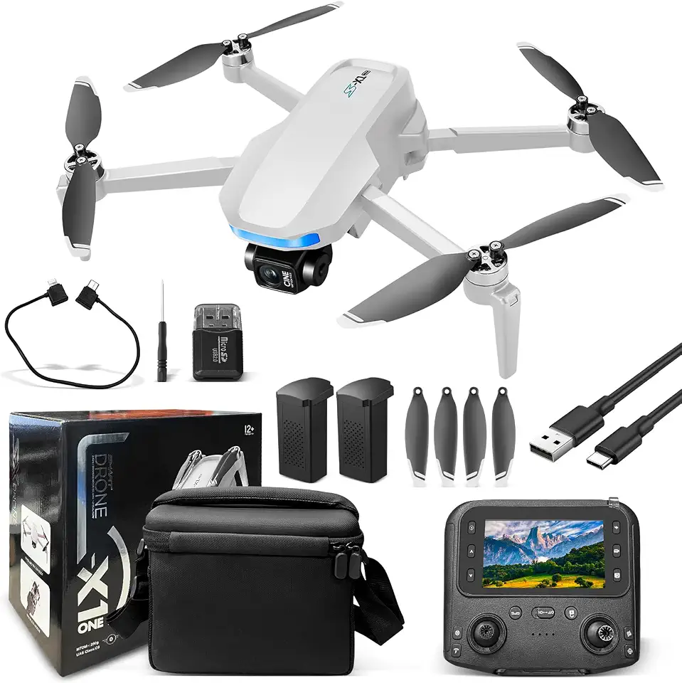 S-X1 GPS Drone Com Camera, Drone Profissional, 4K HD C창meras, Fluxo 처ptico FPV Motores Brushless, Controle Remoto com Tela, Quadric처ptero Bolsa De Transporte(com GPS/ 8G Cart찾o de Mem처ria)