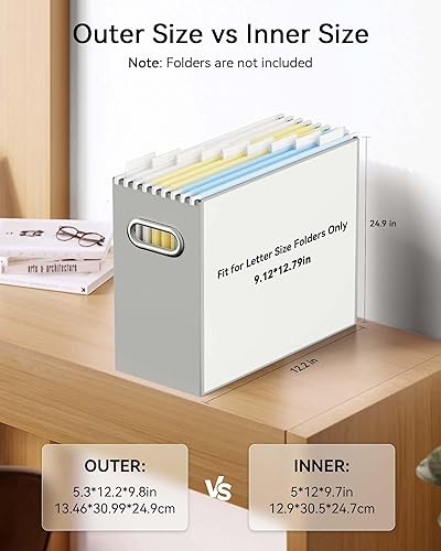 Vista 26 de Oterri - Organizador de archivos, caja de almacenamiento pequeña, organizador de cartón, caja plegable para colgar carpetas, tamaño carta