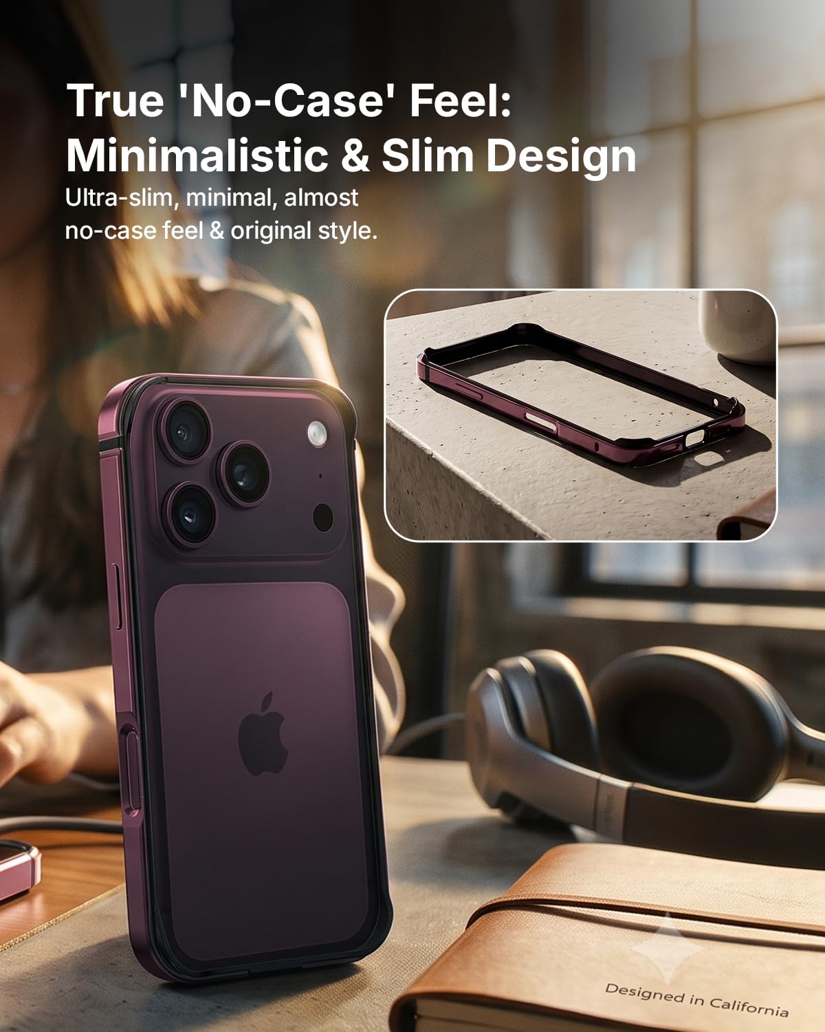 RAEGR Case | Anodized Aluminum Bumper | Compatible with iPhone 18 Pro Max/iPhone 17 Pro Max | Supports Magnetic Wireless Charging | Edge Armor Protective Minimal Case - Burgundy — Amazon image 4