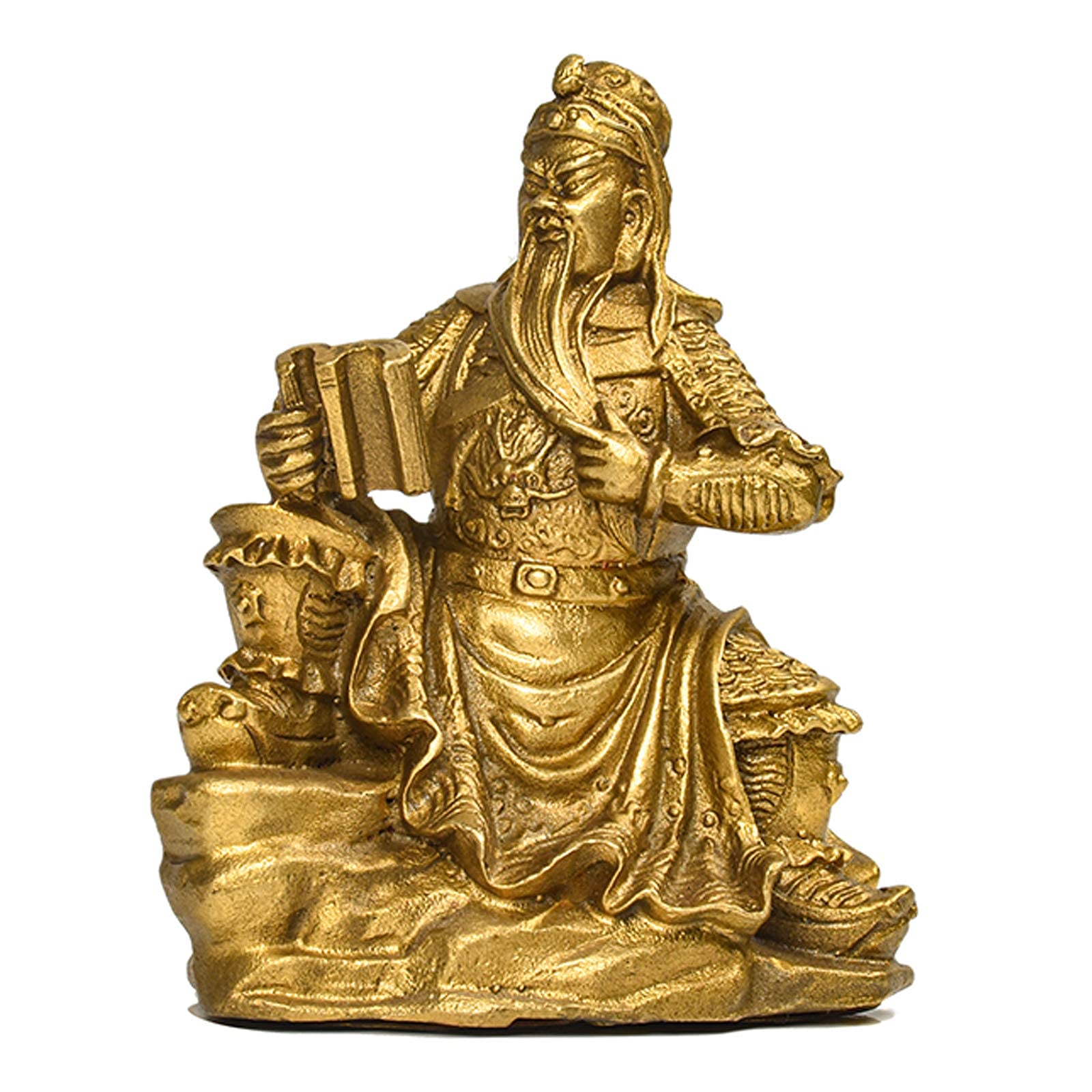 Feng Shui Guan Yu Statue Guan Gong Statue Handmade Brass Fengshui Fortune Guan Yun Chang Statue Figurine Good Lucky Fortune Wealth Gifts Feng Shui Decor