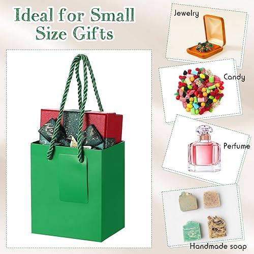 Miniatura 3 de 50 mini bolsas de regalo, bolsas de papel a granel con etiquetas de regalo, bolsas de regalo de papel extra pequeñas con asas para el día de San
