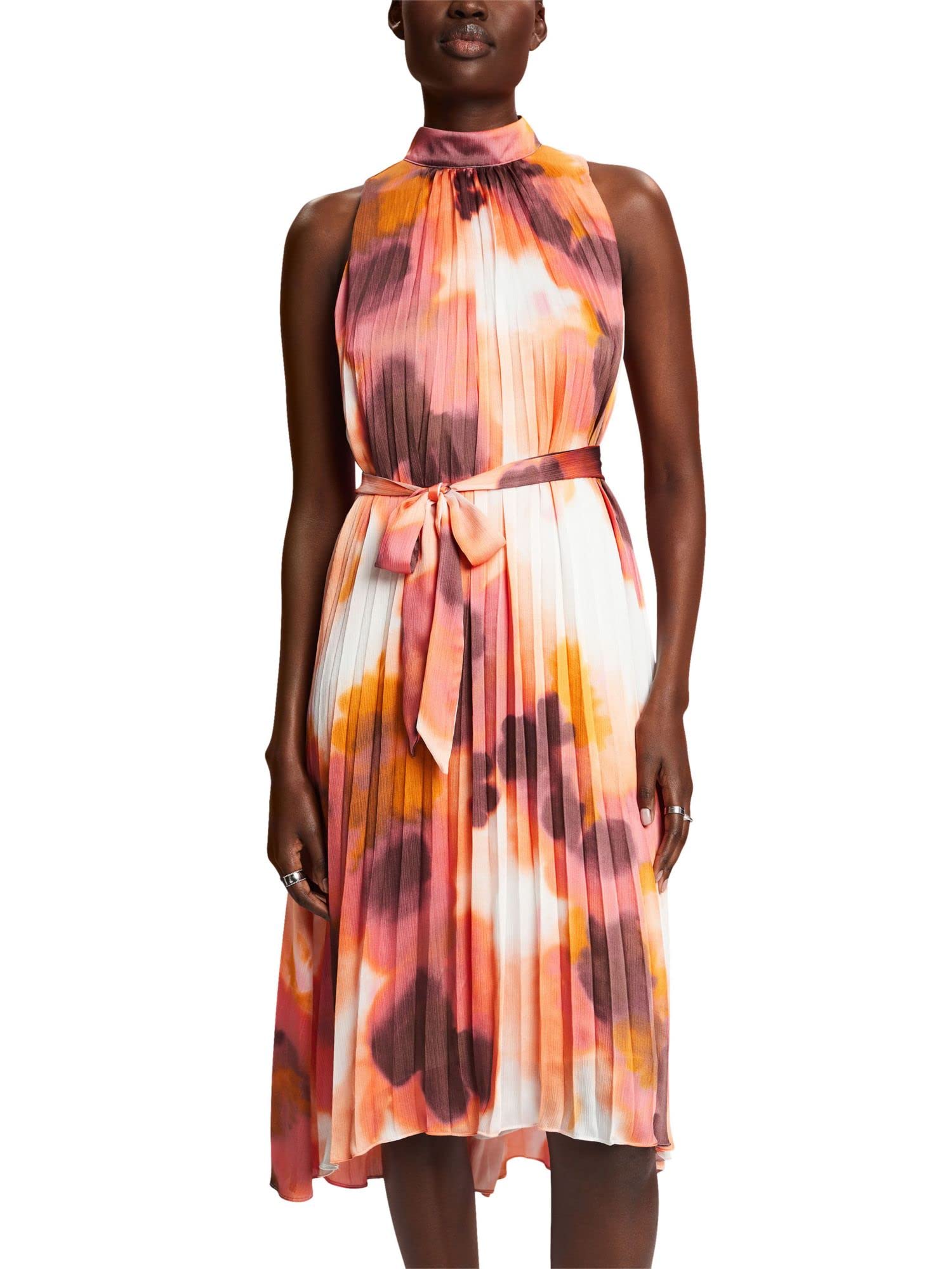 Robe Fleurie Rose Femme avec Ceinture à Nouer - ESPRIT