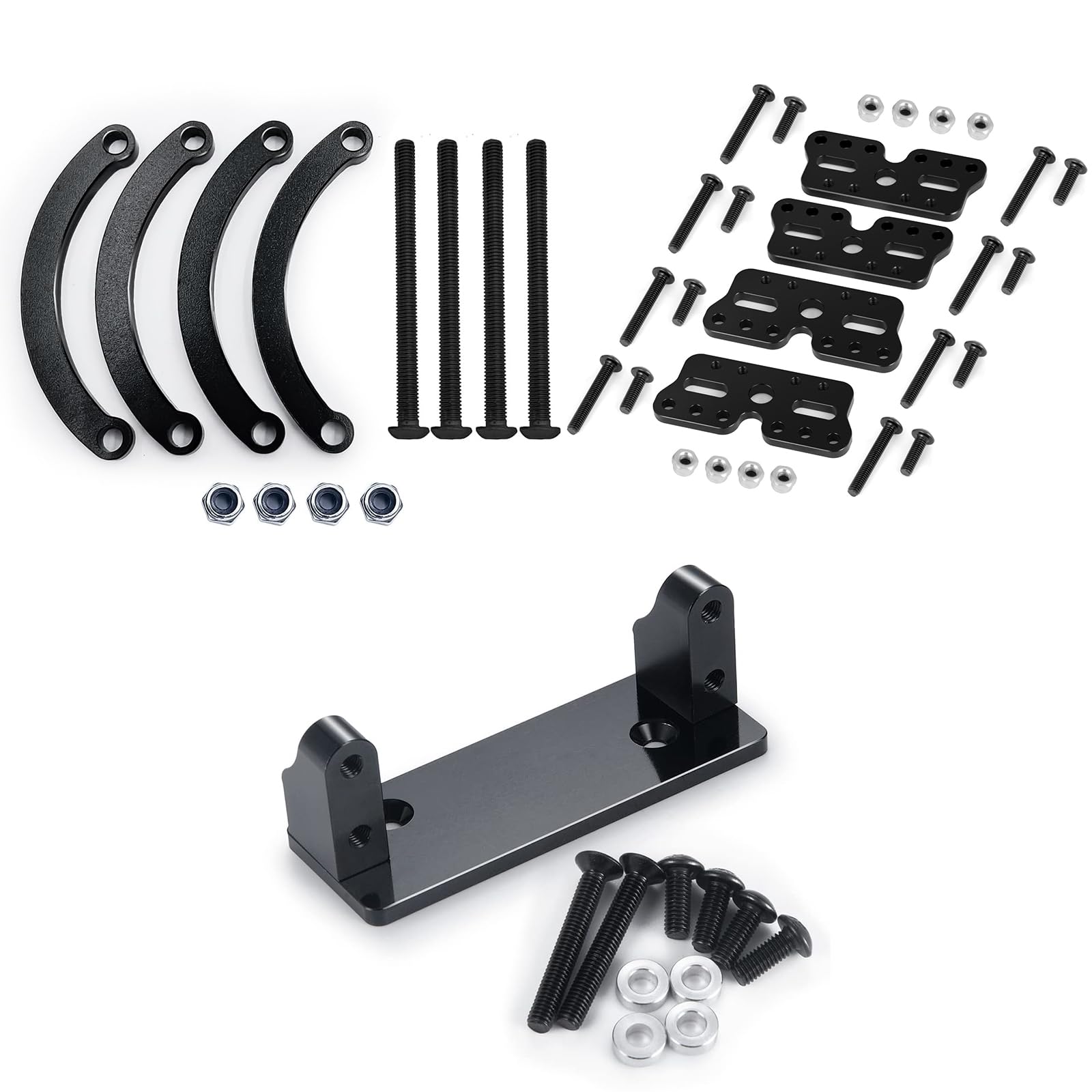 RCHUBAM Aluminum Gearbox Mount/Servo Fixed Bracket/Front Rear Shock Mount Set for 1/10 Tamiya Clod Buster 4×4×4 RC Car Upgrade Parts