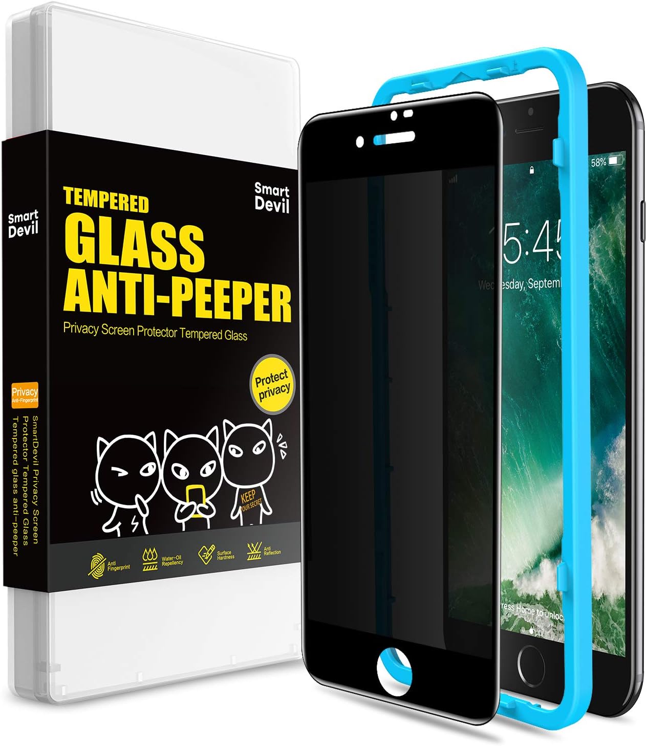 SmartDevil Privacy Screen Protector for Apple iPhone SE /8/7/6s/6 Tempered Glass Anti Peeping Screen Film [Scratch-Proof] [Anti-Fingerprint] [Anti-Glare] [Bubble Free] [Easy Install] (4.7 Inch)