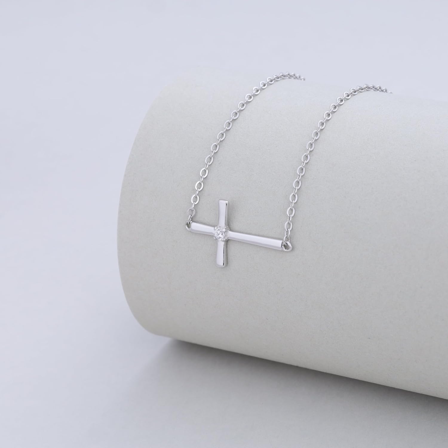 GAVU 925 Sterling Silver Sideways Cross Necklace for Women, Sterling Silver Confirmation Necklace for Women - Image 4