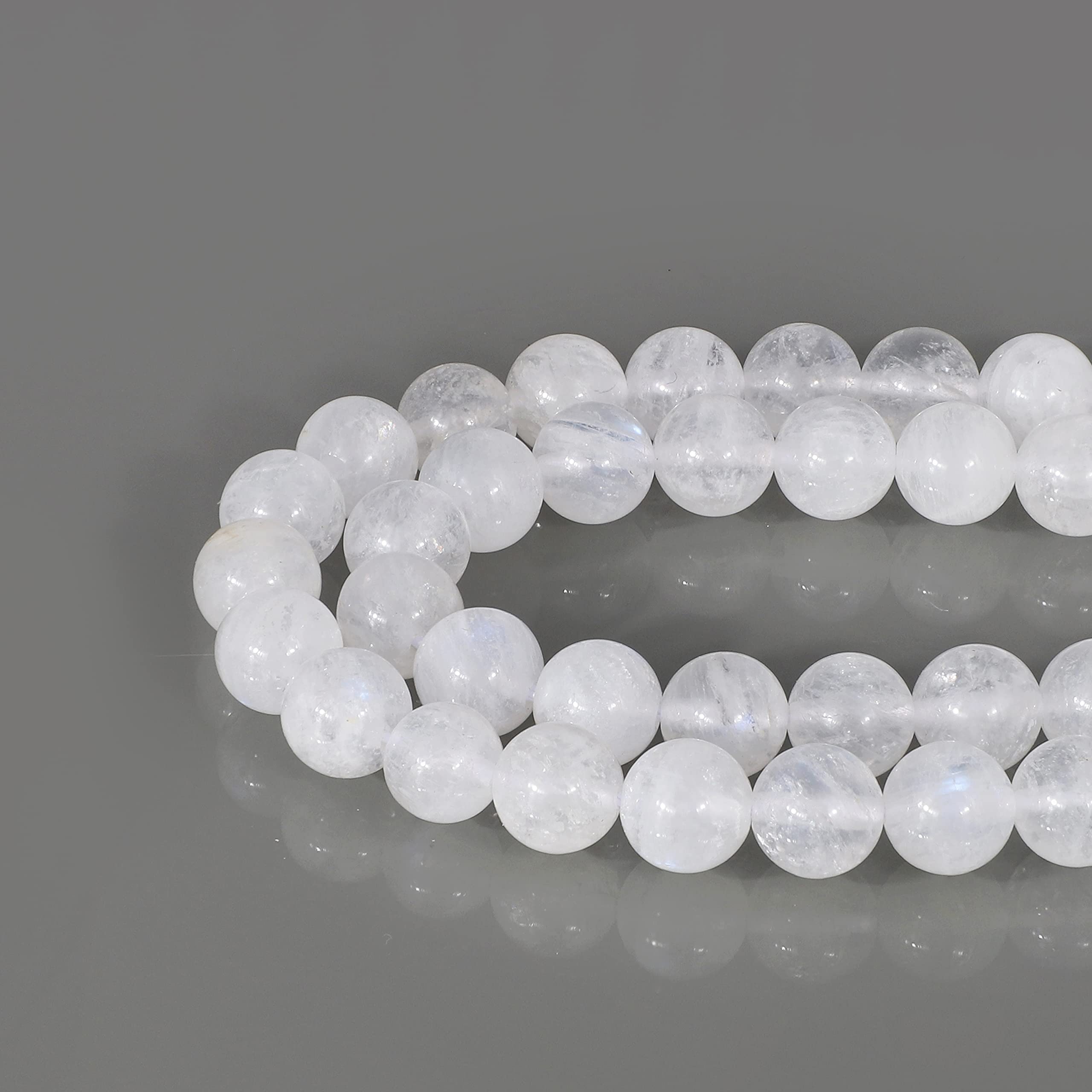 Naturalny kamień księżycowy tęczowe luźne koraliki sznur (6-6,5 mm) okrągły gładki żweleria tworzenie DIY - (39 cm) 1 sznurek na naszyjnik, bransoletka, kolczyki