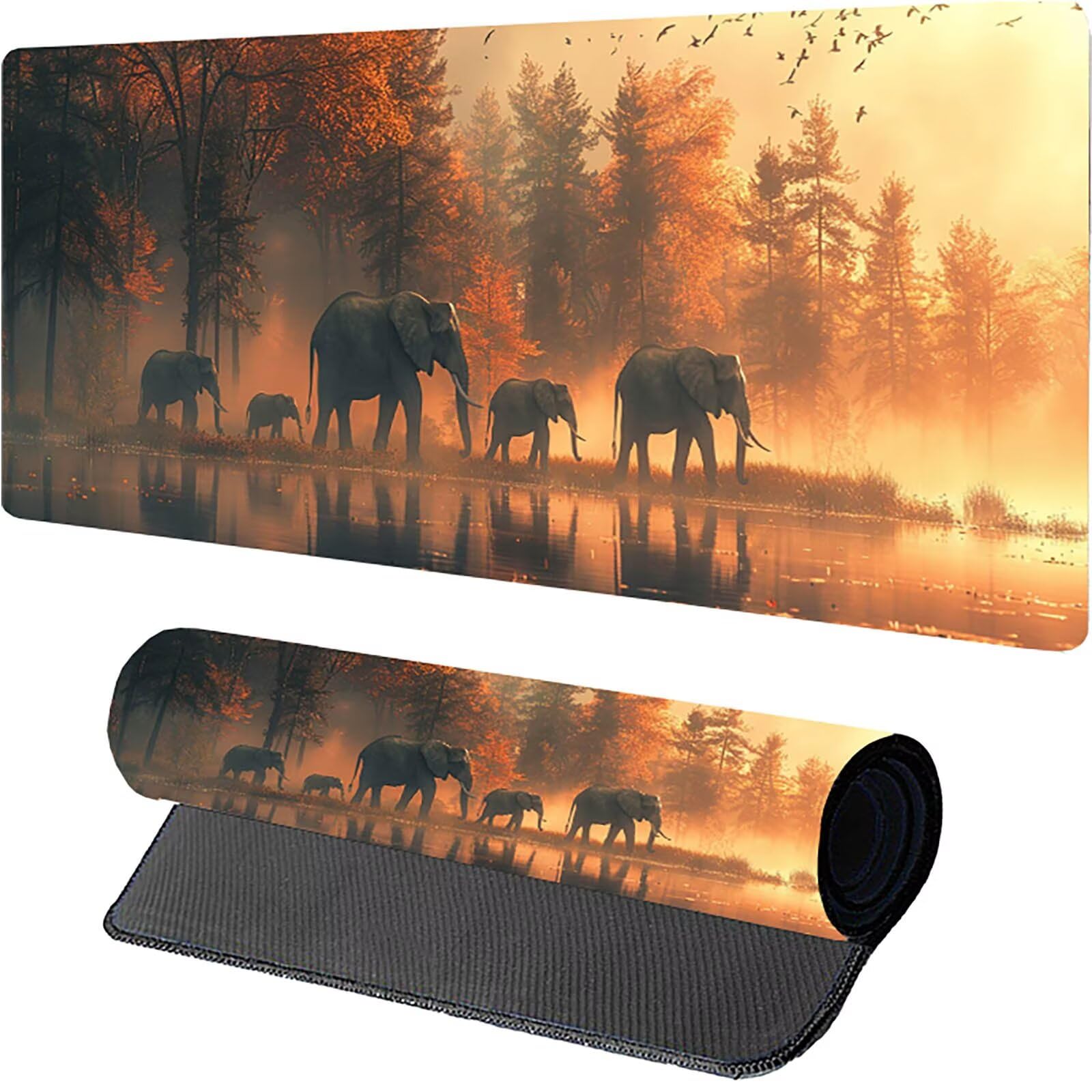 Tappetino Mouse Elefante, Tappetino Mouse XXL 1500 x 800 mm, Gaming Mouse Pad con Base in Gomma Antiscivolo, Mousepad Migliorare la Velocità e la Precisione, Ufficio Accessori Gaming, Verde 6-5475