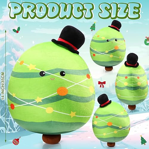 Miniatura 2 de Huwena Almohada de felpa de árbol de Navidad de 14 pulgadas, almohada de peluche suave para abrazar, cojín grande de Navidad para el hogar,