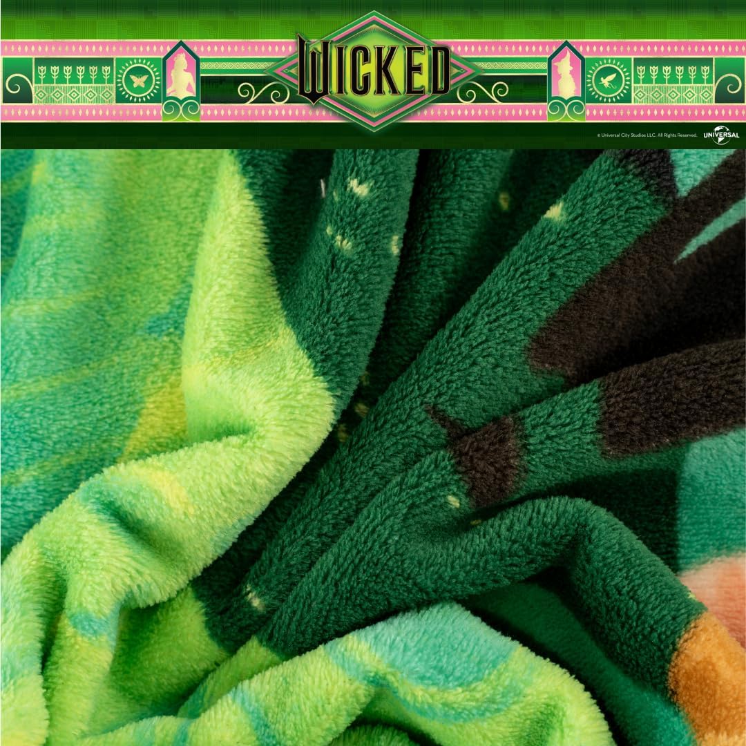 Collectibles Wicked Elphaba and Glinda Bedding Super Soft Cozy Throw, 46 in x 60 in, (Officially Licensed Product) by Franco
