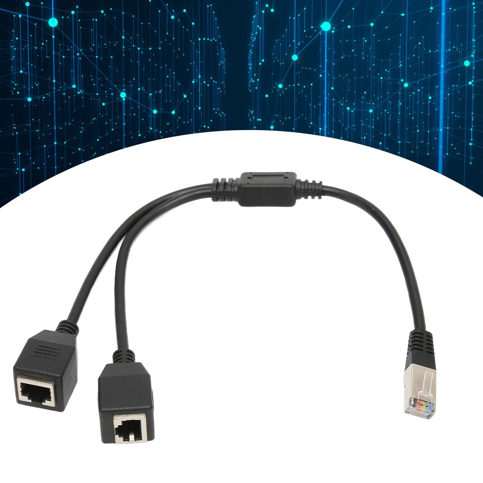 CCYLEZ Rozdzielacz Ethernet 1 do 2 portów, adapter RJ45 z zabezpieczeniem przed zakłóceniami do routera modemu