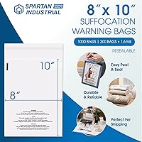 Vista 2 de Spartan Industrial - Bolsas de polietileno transparente autosellantes de 8" x 10" (1000 unidades) con advertencia de asfixia para embalaje