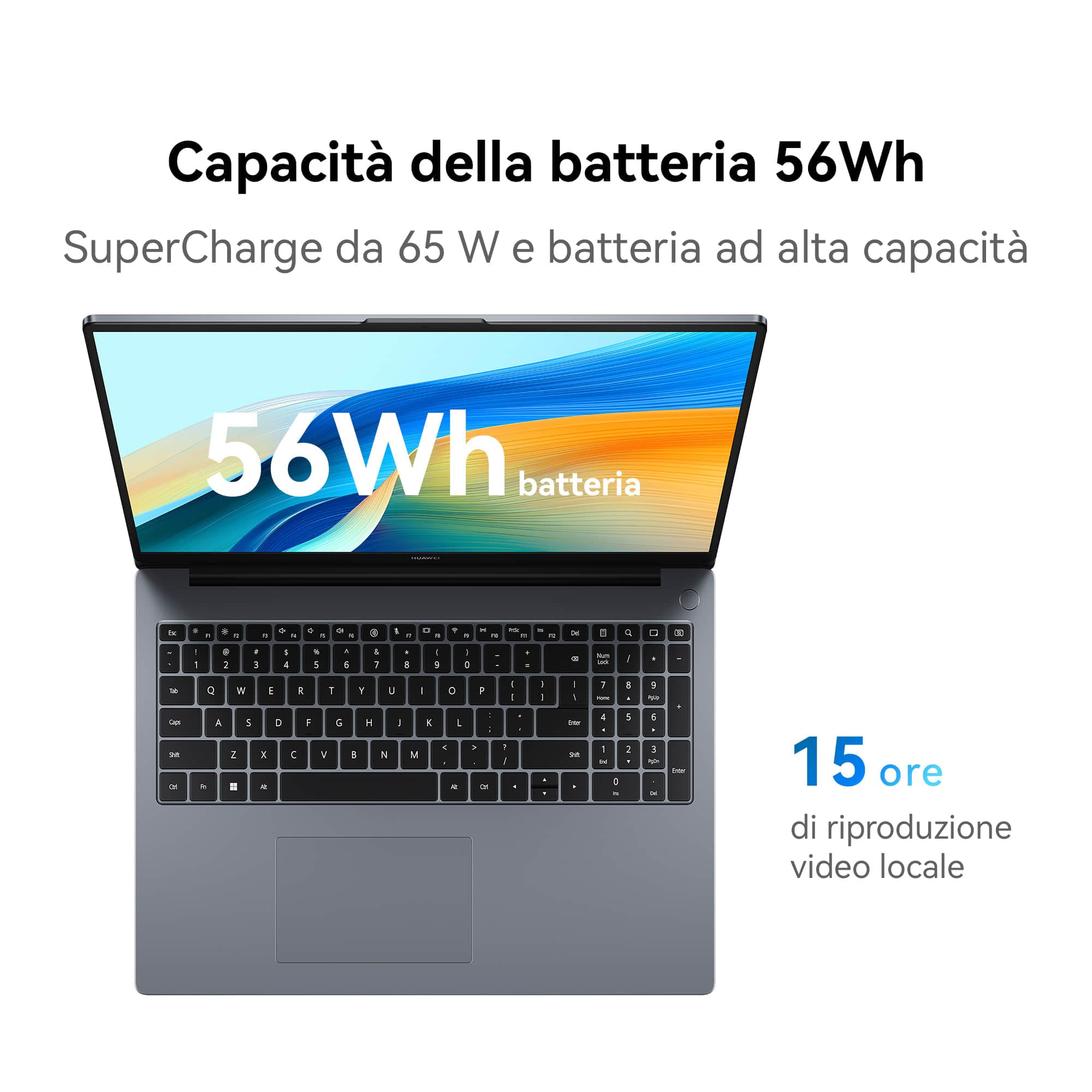 HUAWEI MateBook D16 Laptop, Display FullView da 16 Pollici, Processore Intel Core i5, 16GB RAM, 512GB SSD, Windows 11 Home, Peso di 1.68 kg, Grigio Spaziale