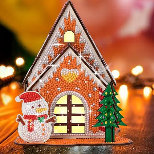 Miniatura 5 de MOYFACE Decoración de casa de Navidad, kits de pintura de diamantes para niños, casas de pueblo de Navidad, edificio para niños de 8 a 12 años, casa