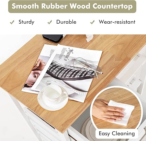 Miniatura 7 de MEDIMALL Carrito de isla de cocina rodante con almacenamiento, carrito de utilidad con ruedas de acero con cerradura, carrito de servicio móvil con