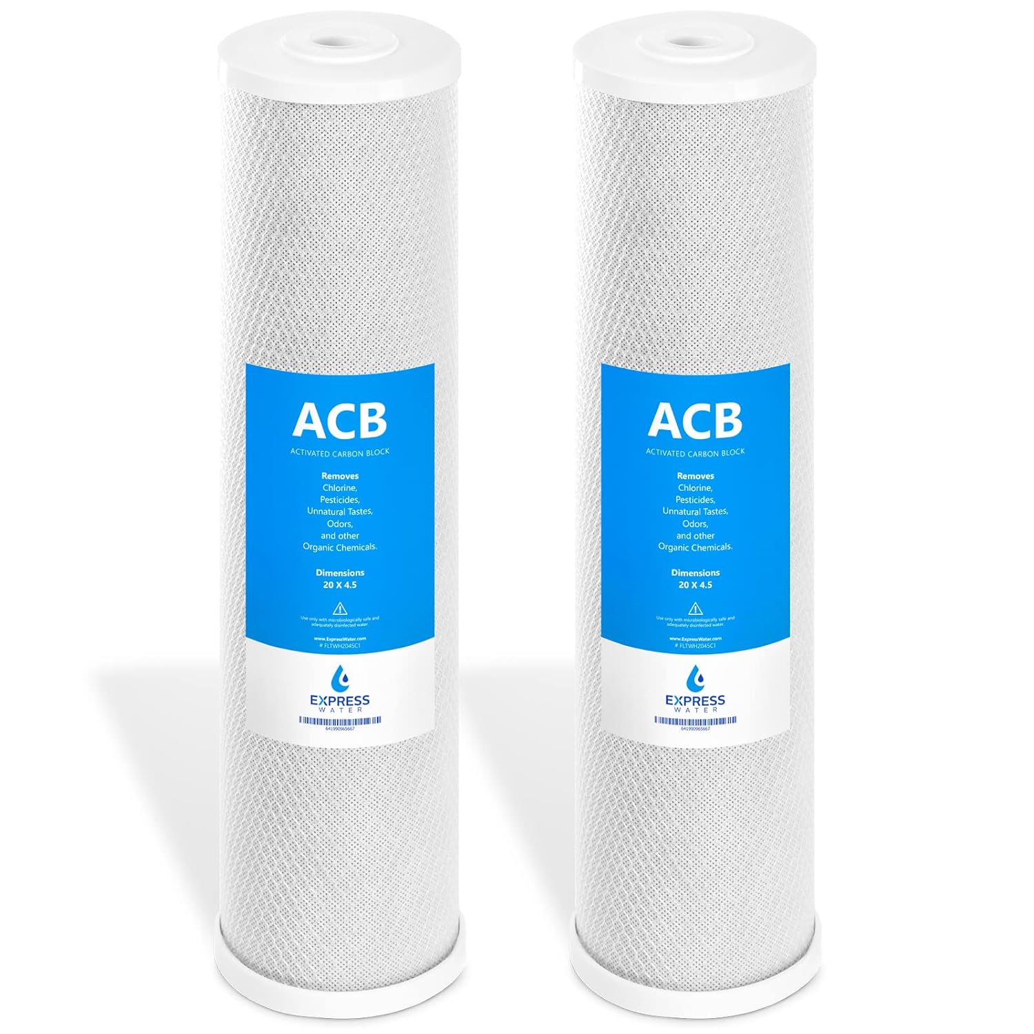 Express Water 2 Pack Water Filter Activated Carbon Block Replacement Filter ACB Large Capacity Filter Whole House Filtration