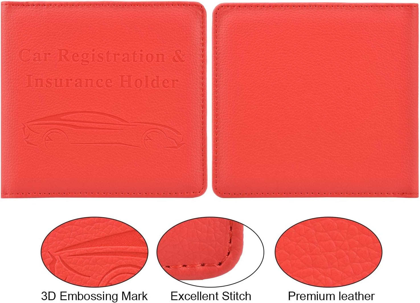 Cacturism 1 Pack Small Car Registration and Insurance Holder and 4 Pack Bling Car Coasters, Red Car Accessories Choice for Women image 3