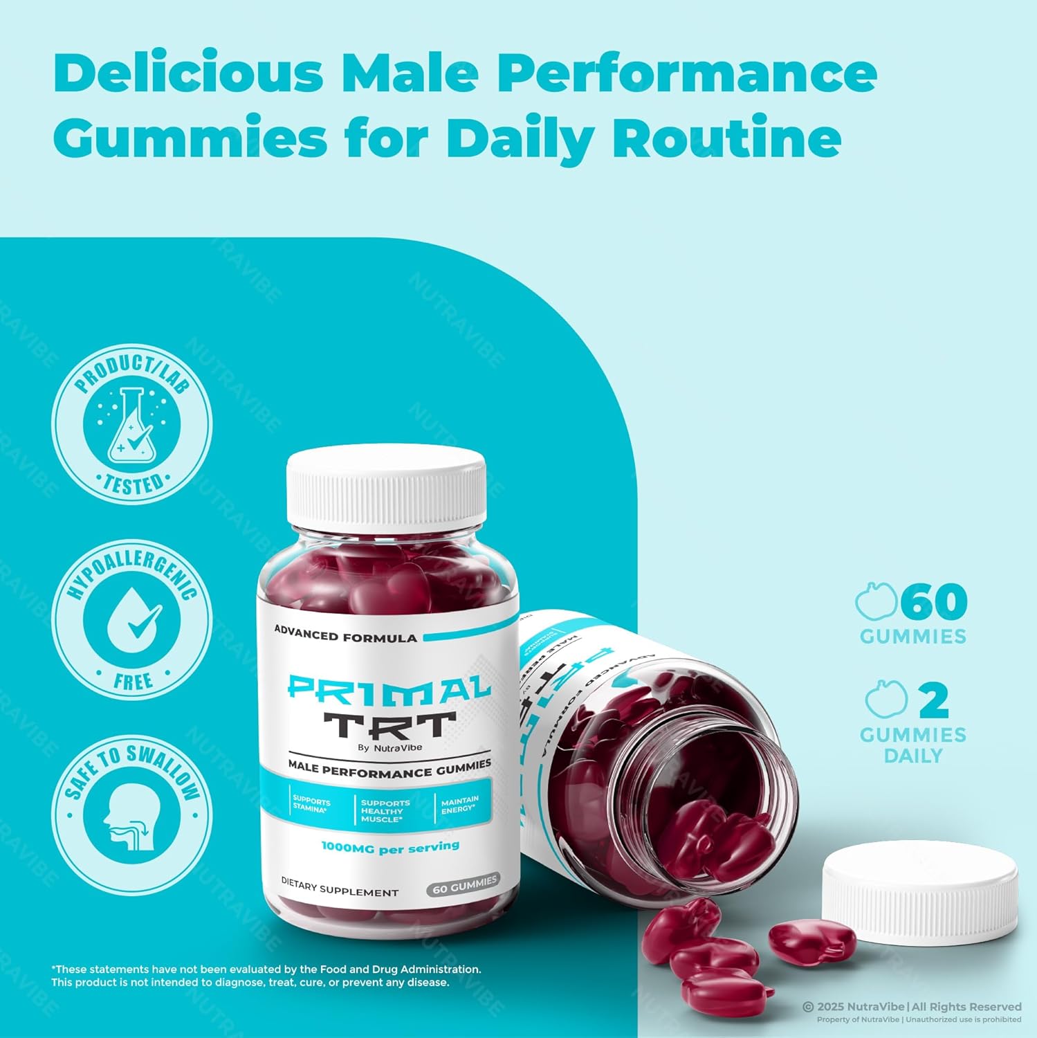 (5 Pack) Primal TRT Gummies – Official PrimalTRT Premium Energy Support | Great-Tasting Chewable Gummy for Stamina & Active Performance | Natural, Non-Habit Forming Formula, Reviews (300 Gummies)