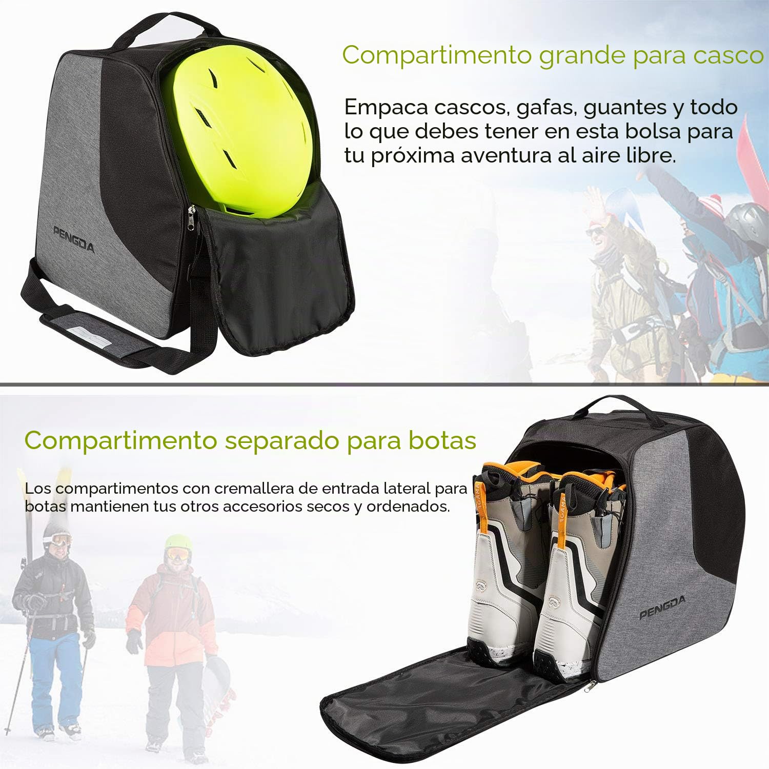 PENGDA Bolsa extragrande para botas de esquí con compartimento para casco