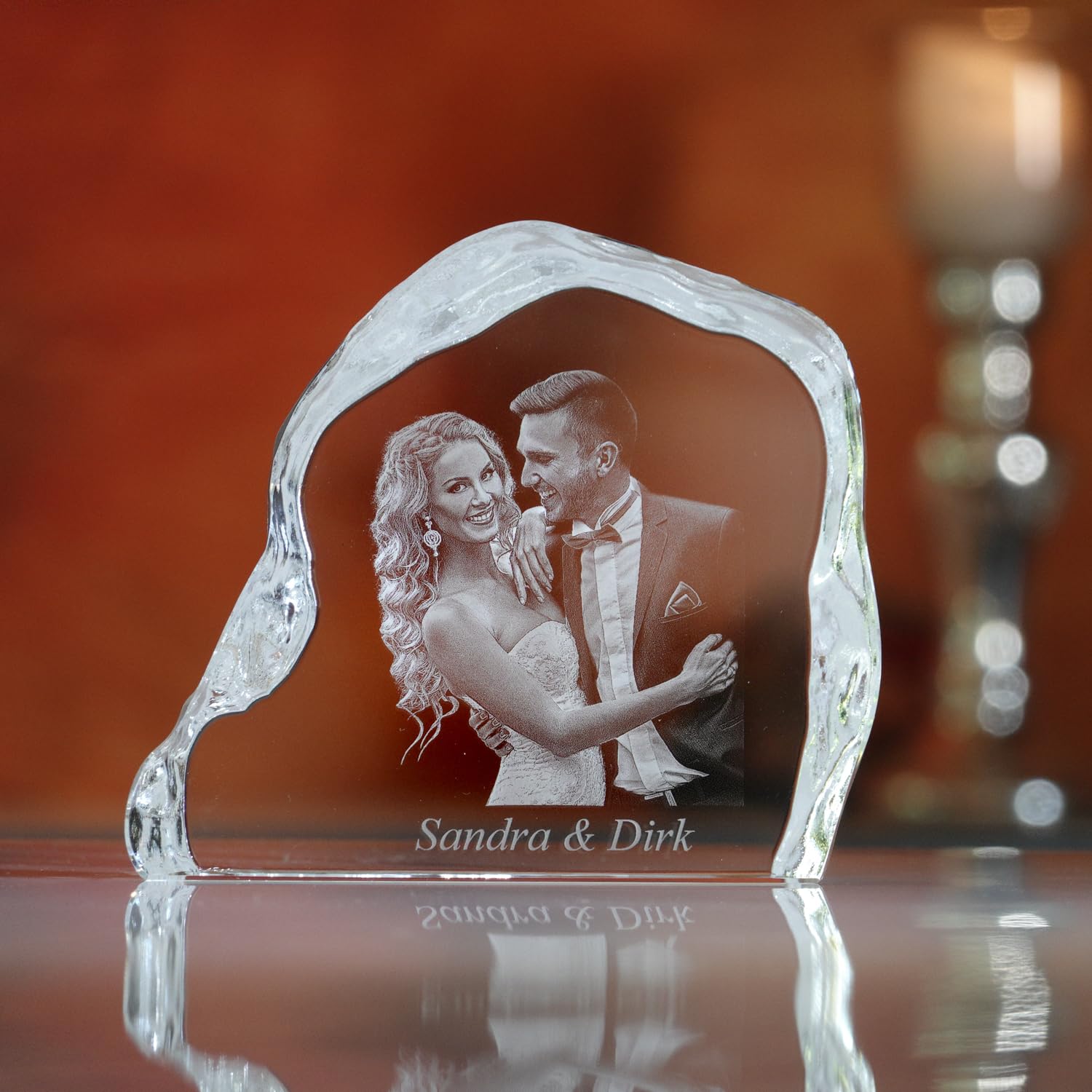 contento | 3D Kristall | Rock mit Clarisso Leuchtsockel | 3D Glasfoto Felsen Laserung | Foto im Glas in 3D | Geschenk als Erinnerung zum Geburtstag, Weihnachten, Hochzeit, persönlich - Premium