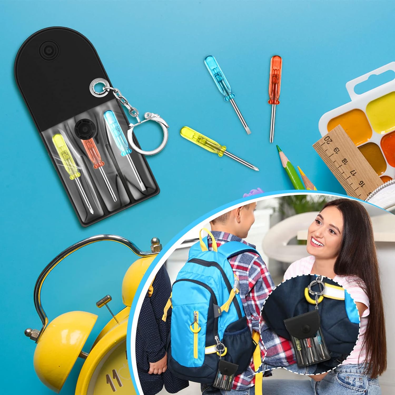 Jutom 20 Set Mini Screwdriver Keychain Set Bulk Includes 3 Mini Screwdrivers in a Portable Pouch with Snap with Hook Bulk Adult Men Employee Coworkers Gifts for Birthday Tool Party Favors Prize - Image 7