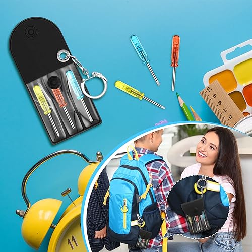 Miniatura 5 de Juego de 20 mini destornilladores y llaveros, cada juego incluye 3 mini destornilladores ranurados, destornillador de cabeza plana, destornilladores