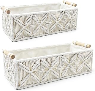 Nonam Macrame Storage Baskets, Boho Decor Style Woven Storage Boxes for ...