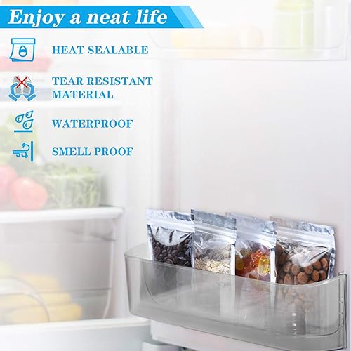 Miniatura 6 de Paquete de 200 bolsas con cierre de cremallera de Mylar de 4 x 6 pulgadas, de color plateado transparente con cierre de cremallera, embalaje de