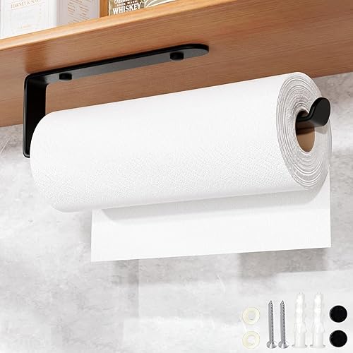 Toalleros de papel para debajo del gabinete, soporte de pared autoadhesivo y tornillos, acero inoxidable SUS304 grueso de tubo de acero inoxidable